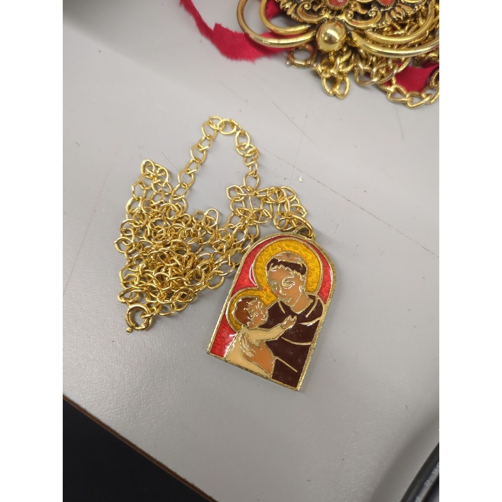 St Anthony Medal Enamel Resin Multi-Color Silvertone Back Made In Italy Peltro